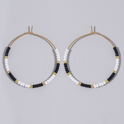 Glass Colorful Beads Hoop Earrings for Women SX7137-3-1