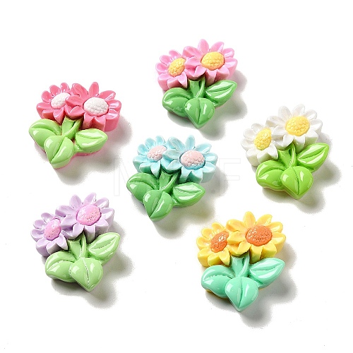 Flower Theme Opaque Resin Decoden Cabochons X-RESI-C044-02-1