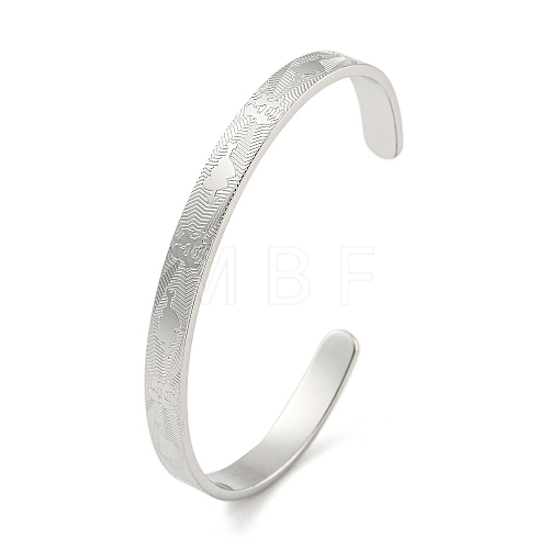 Stainless Steel Open Cuff Bangles for Women BJEW-G708-01B-P-1