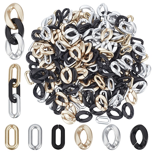 300Pcs 6 Style Spray Painted CCB Plastic Linking Rings CCB-HY0001-07-1