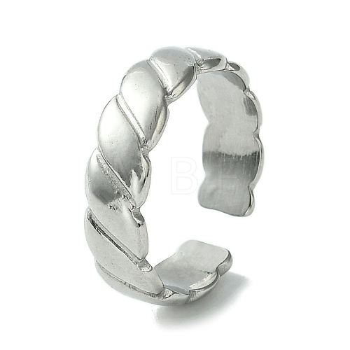 304 Stainless Steel Grooved Open Cuff Ring RJEW-L110-027P-1