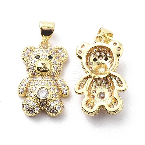 Brass Cubic Zirconia Pendants KK-G446-26G-01-1