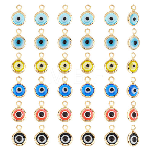 36Pcs 6 Colors Handmade Evil Eye Lampwork Charms FIND-AR0002-02-1