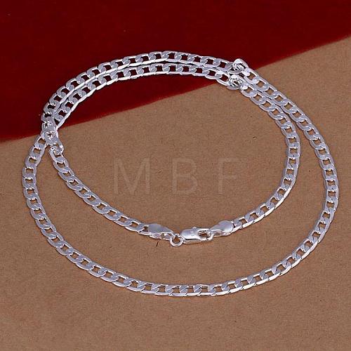Popular Silver Color Plated Brass Curb Chain Necklaces For Men NJEW-BB12724-26-1