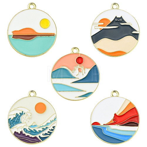 10Pcs 5 Styles Alloy Enamel Pendants ENAM-YW0003-94-1