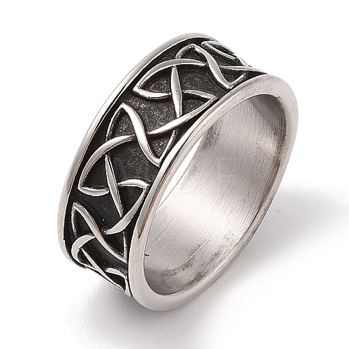 Vintage Viking 304 Stainless Steel Knot Finger Rings RJEW-U005-04AS-1