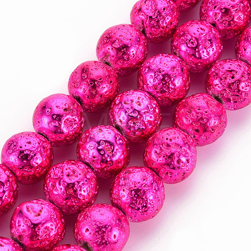 Electroplated Natural Lava Rock Beads Strands X-G-T098-01B-05-1