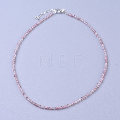 Natural Strawberry Quartz Beaded Necklaces NJEW-K114-A-A14-1