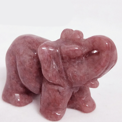 Natural Strawberry Quartz Carved Healing Elephant Figurines ELEP-PW0001-54A-1