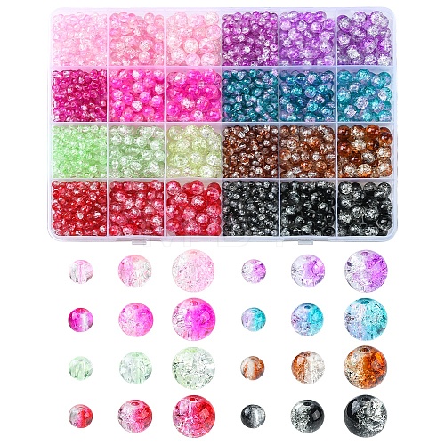 1880Pcs 24 Style Transparent Crackle Glass Beads CCG-YW0001-16-1