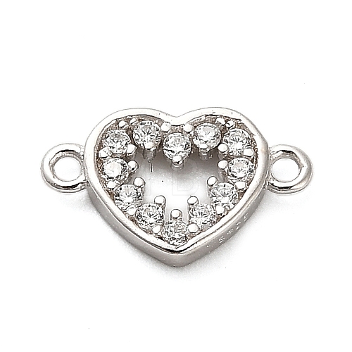 925 Sterling Silver Micro Pave Cubic Zirconia Connector Charms STER-U009-03P-02-1