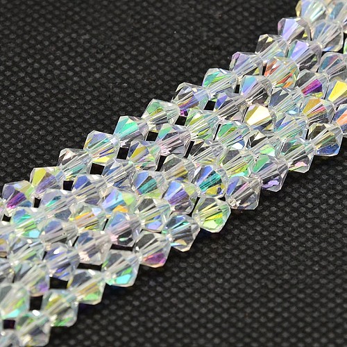Imitate Austrian Crystal Electroplate Bicone Glass Bead Strands X-GLAA-F029-4x4mm-A01-1