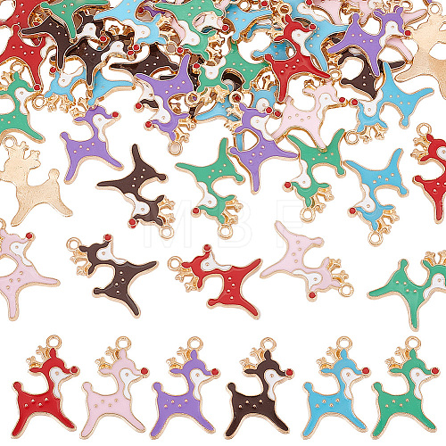   60Pcs 6 Colors Alloy Enamel Pendants ENAM-PH0002-78-1