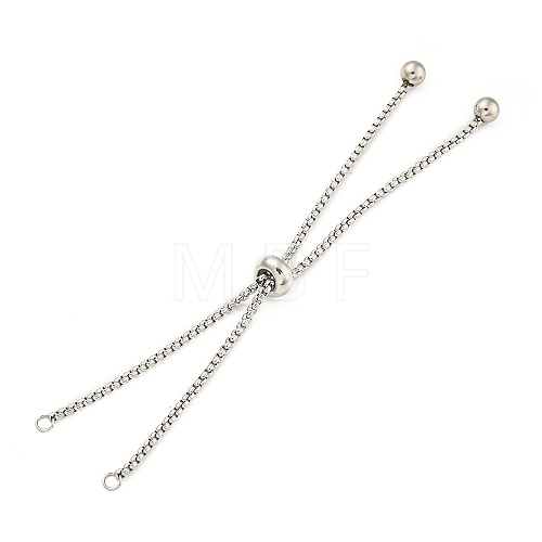 Non-Tarnish Adjustable 304 Stainless Steel Box Chain Slider Bracelet Making MAK-L038-001P-04-1