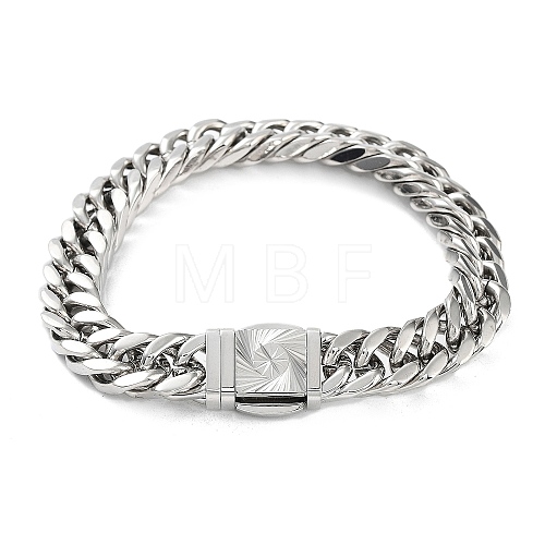 304 Stainless Steel Cuban Link Chains Bracelets for Men & Women BJEW-D031-10P-1