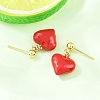 Valentine's Day Heart Brass Enamel Dangle Stud Earrings EJEW-Z164-19G-05-3
