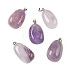 Natural Amethyst Tumbled Stone Pendants GG-K002-06M-1
