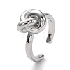 Rack Plating Brass Knot Open Cuff Rings for Women RJEW-Q777-06P-1