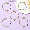 Heart Brass Charm Bracelets BJEW-JB13610-1