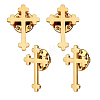 4Pcs Cross Stainless Steel Lapel Pin Back Brooches for Backpack Clothes JEWB-GA0001-53G-1