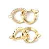 Rack Plating Brass Micro Pave Clear Cubic Zirconia Connector Charms KK-B072-25G-2