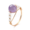 Natural Amethyst Wire Wrapped Finger Ring RJEW-TA00022-02-1