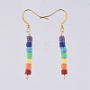 Handmade Polymer Clay Heishi Beads Dangle Earrings EJEW-JE03566-2