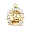 Brass Micro Pave Clear Cubic Zirconia Pendants KK-B177-05B-G-1