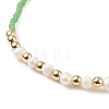 Natural Pearl & Glass Seed & Brass Beaded Stretch Bracelet for Women BJEW-JB08977-5