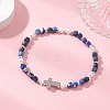 Natural Lapis Lazuli Beaded Stretch Bracelets BJEW-JB13199-02-1