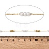 Handmade 304 Stainless Steel ABS Plastic Pearl Beaded Round Link Chains CHS-L032-01G-04-2