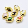Edge Golden Plated Cat Eye Beads PEAR-F006-99G-1
