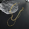 304 Stainless Steel Herringbone & Satellite Chains Double Layer Necklaces BJEW-K257-05G-2