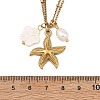 Ocean Natural Shell Flower & Rice Pearl & 304 Stainless Steel Starfish Pendant 2-Strand Chain Necklaces for Women NJEW-JN06260-4
