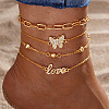 4Pcs Alloy Rhinestone Anklets WG853BB-10-1