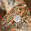 Natural Indian Agate Beads Wrap Bracelets WG093E5-01-2