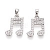 Brass Micro Pave Clear Cubic Zirconia Pendants KK-T075-84P-1