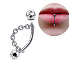 304 Stainless Steel Crystal Rhinestone Curved Barbell Lip Rings with Chains FS-WG77CC5-06-1