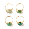 Natural Agate Oval Finger Rings RJEW-JR00441-03-1