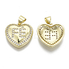 Brass Micro Pave Clear Cubic Zirconia Pendants ZIRC-N039-040A-NF-2