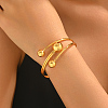 Minimalist Brass Three Round Beads Open Cuff Bangles for Women Daily Wear Jewelry PQ0230-4
