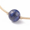 Natural Pearl & Lapis Lazuli(Dyed) Round Beaded Wrap Cuff Bangle BJEW-JB07923-02-4