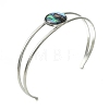 3Pcs 3 Styles Natural Abalone Shell 304 Stainless Steel Open Cuff Bangle Sets with Enamel BJEW-JB14413-02-5