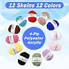 12 Skeins 12 Colors 4-Ply 59.7%Polyester & 40.3%Acrylic Fiber Yarn for Tufting Gun Rugs OCOR-FS0001-07-2
