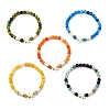 Natural Striped Agate/Banded Agate & Synthetic Turquoise Beads Stretch Bracelets for Women BJEW-JB13811-3