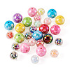 28Pcs 2 Colors UV Plating Acrylic Printed Beads FIND-TA0010-64-2