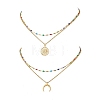 2Pcs 2 Styles 304 Stainless Steel Moon Sun Pendant Colorful Enamel Cable Chain Double Layer Necklaces for Women NJEW-JN05809-2