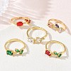 Flower Brass Glass Adjustable Finger Rings GL-CBA18A7-01G-B-1
