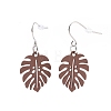 4 Pairs 4 Color Alloy Enamel Tropical Leaf Dangle Earrings EJEW-JE05105-2