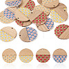 16Pcs 4 Colors Printed Resin & Wood Pendants WOOD-BT0001-13-1